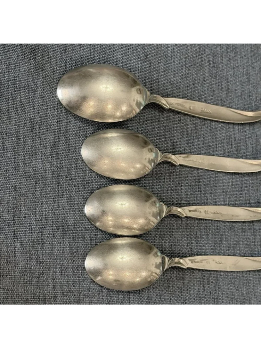 3 Teaspoons 1 Soup International Silver 1847 Rogers Bros FLAIR Silverplate 1956